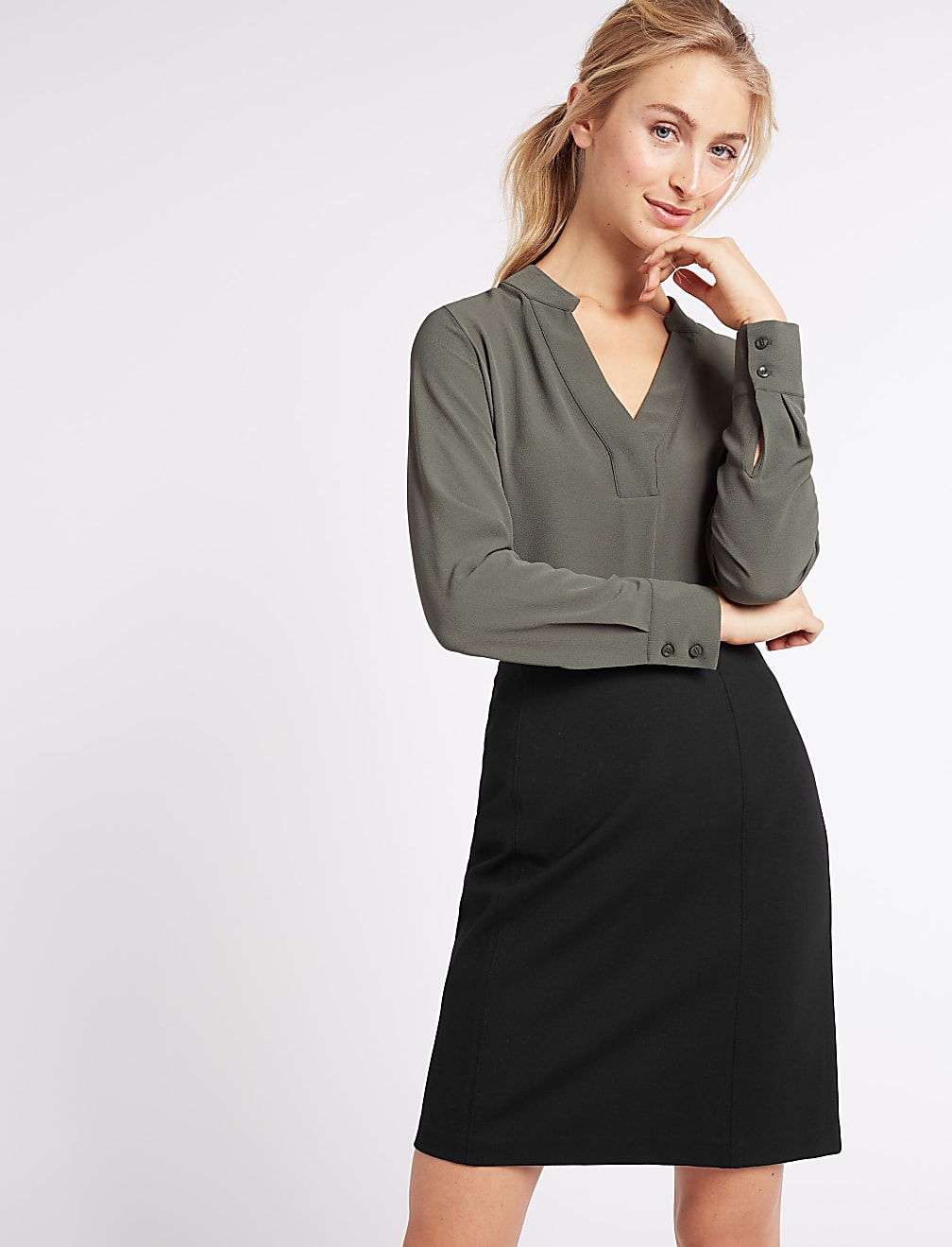 Jersey Straight Mini Skirt