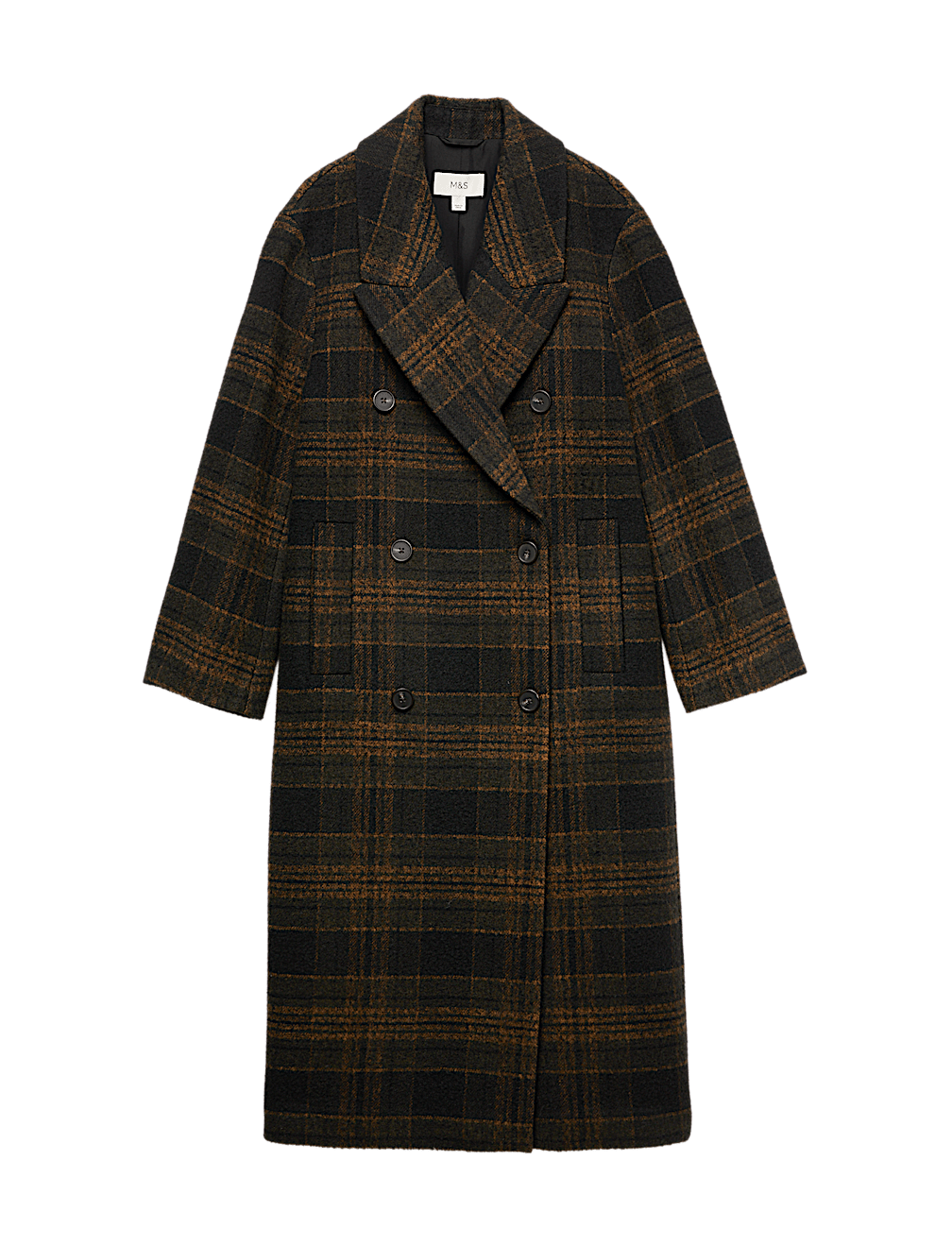 Checked Double Breasted Longline Coat