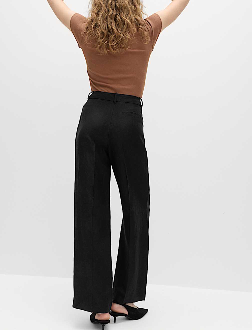 Linen Blend Relaxed Straight Trousers