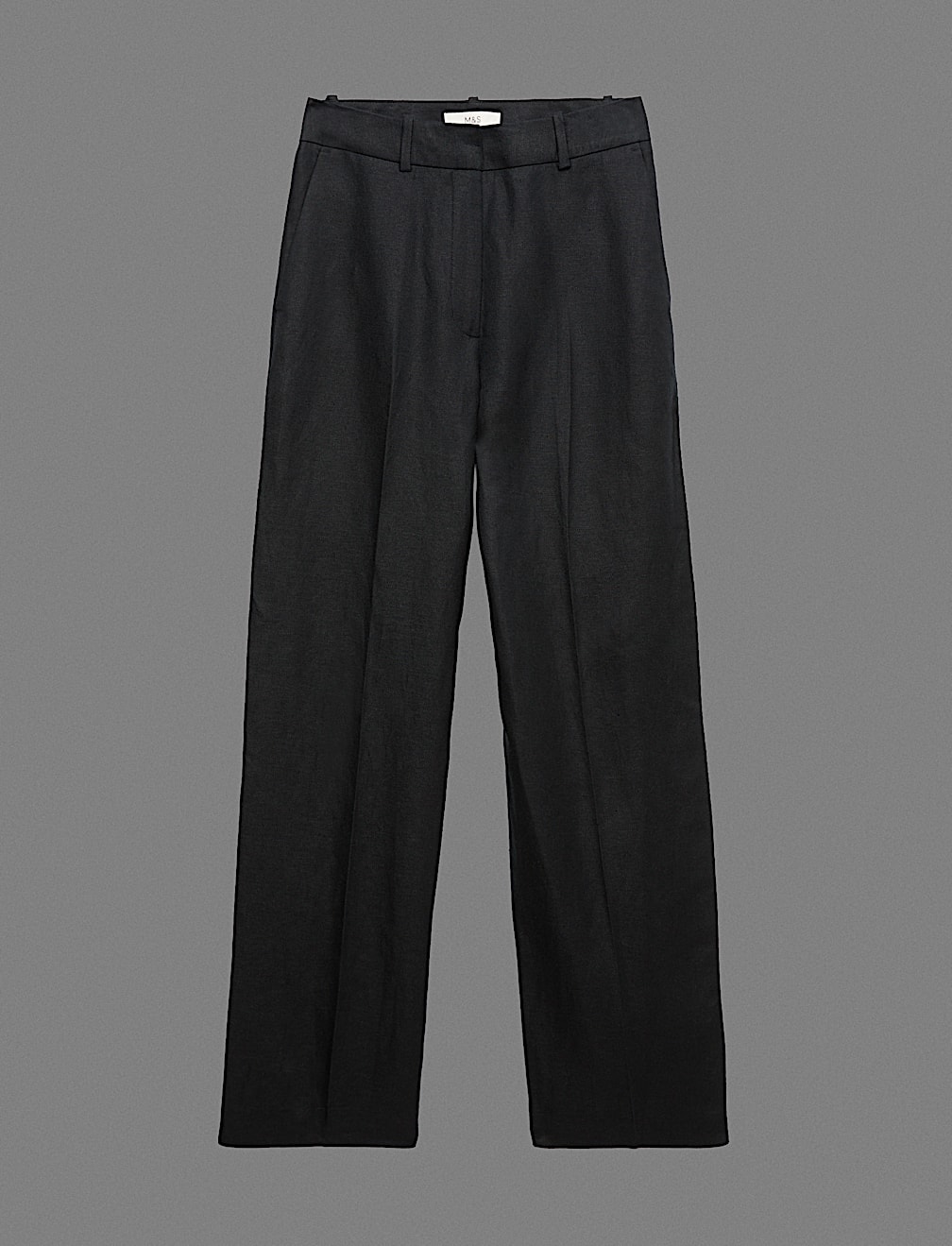 Linen Blend Relaxed Straight Trousers