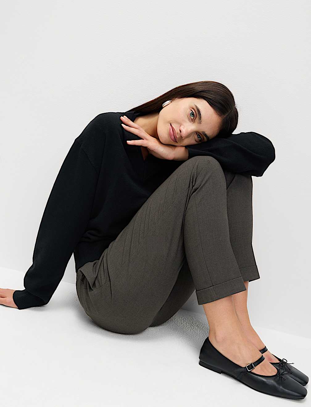 Drawstring Tapered Ankle Grazer Trousers