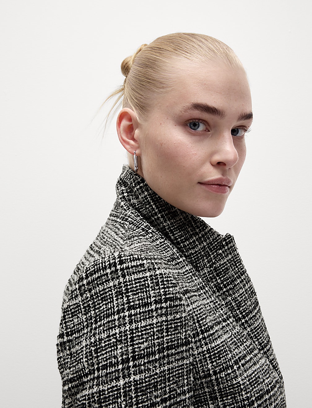 Tweed Textured Single Breasted Blazer