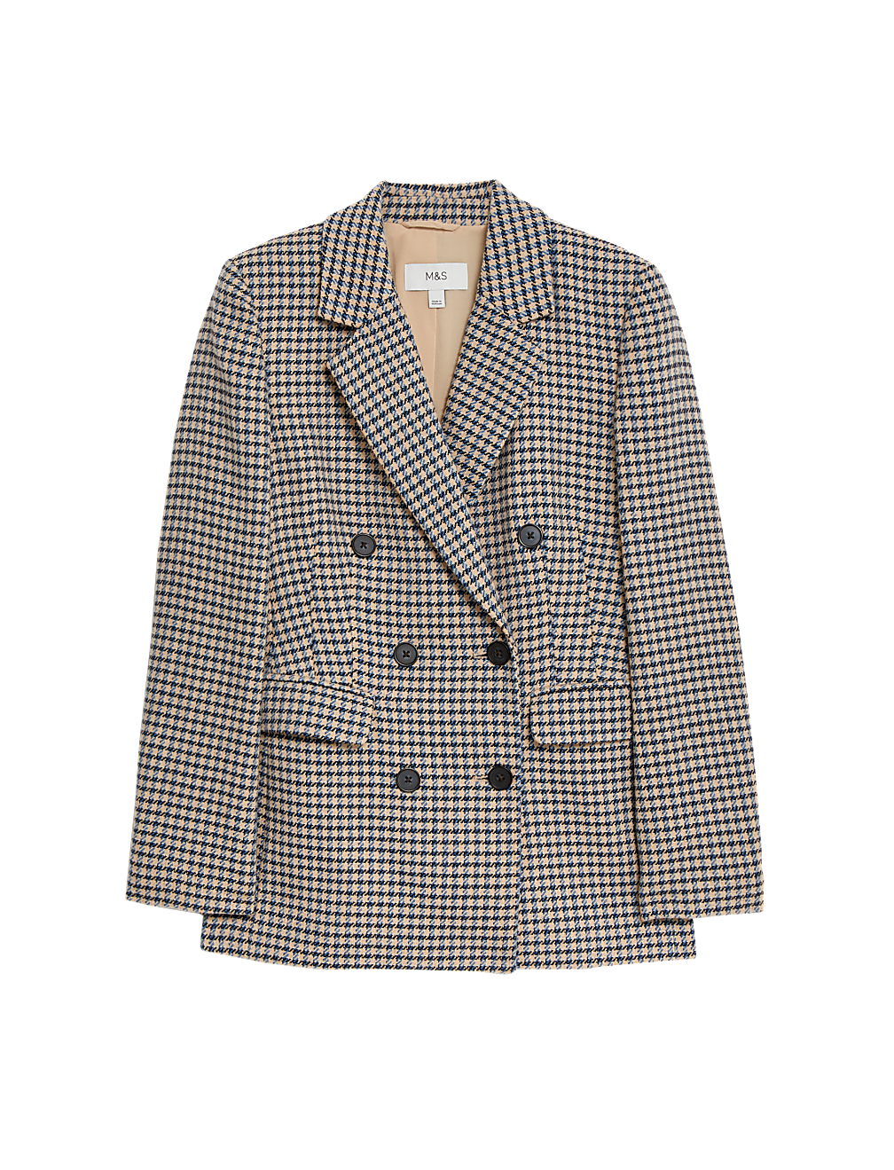 Tweed Tailored Houndstooth Blazer with Wool