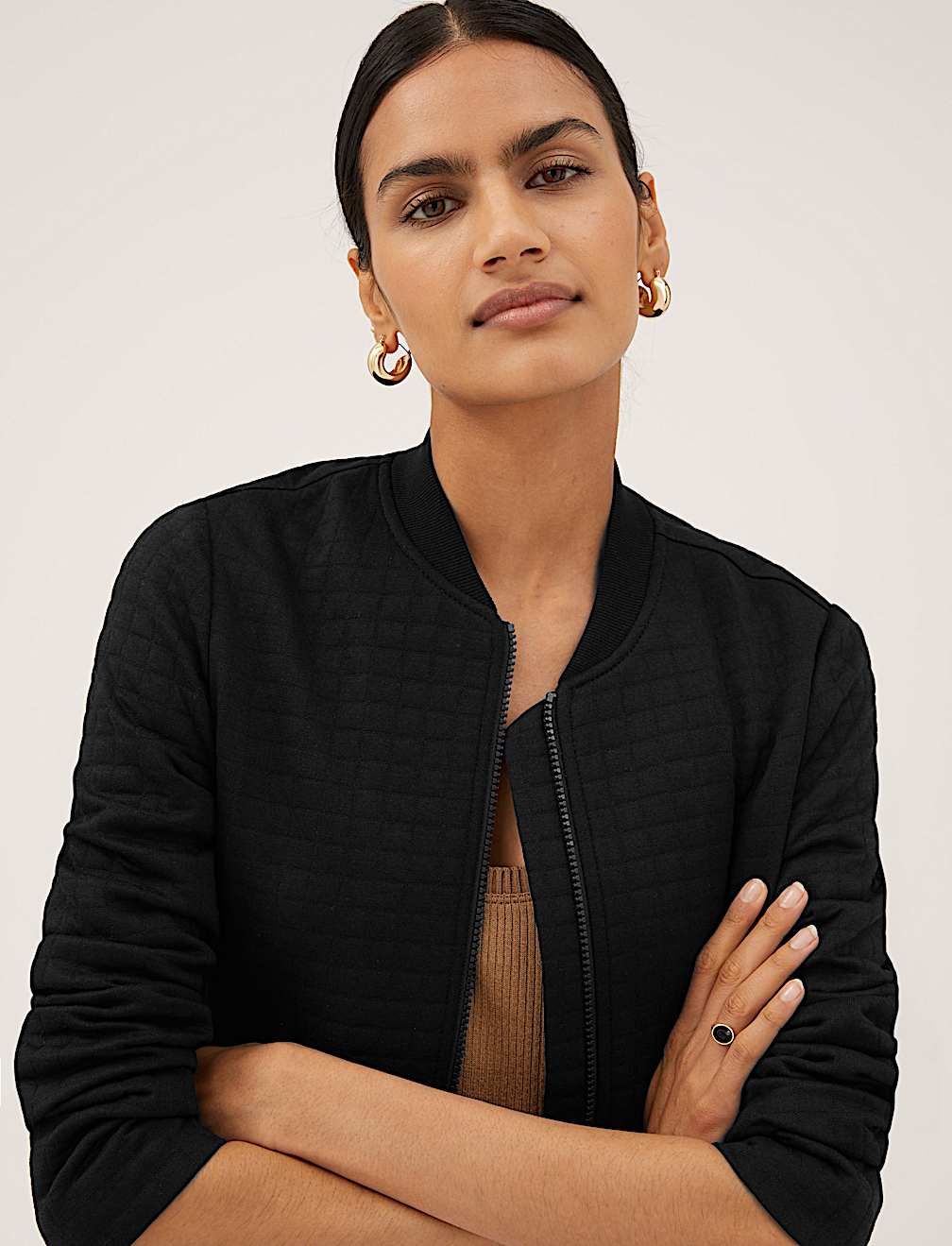 Jersey Quilted Bomber Jacket