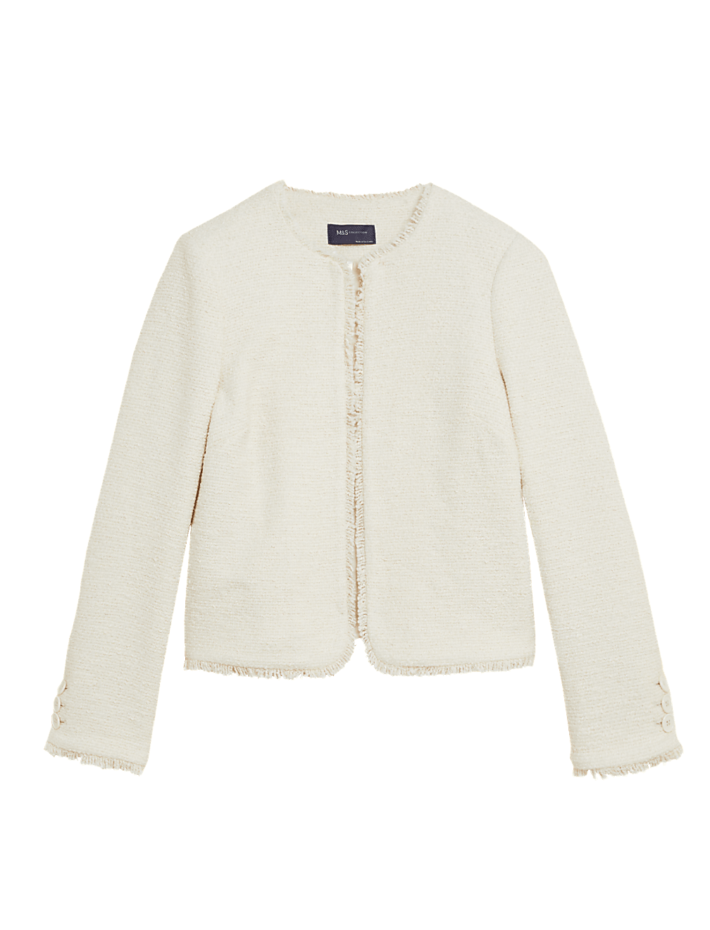 Tweed Collarless Short Jacket