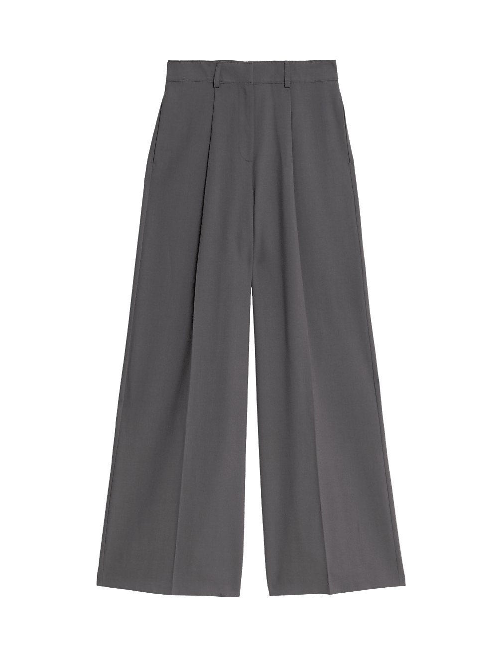 Woven Pleat Front Wide Leg Trousers