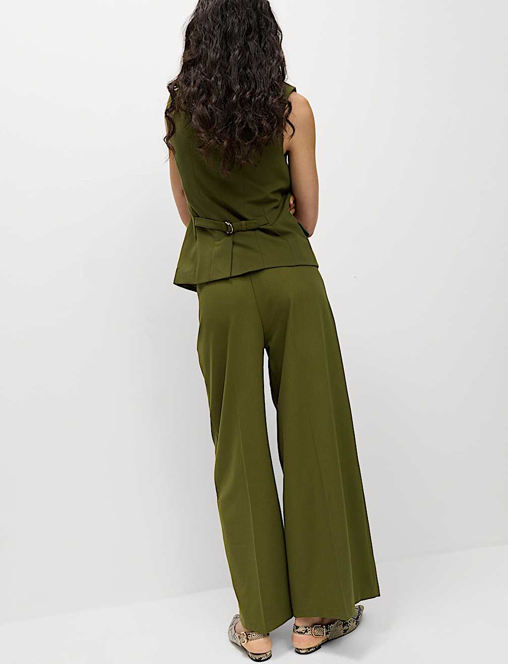 Triple Pleat Wide Leg Trousers