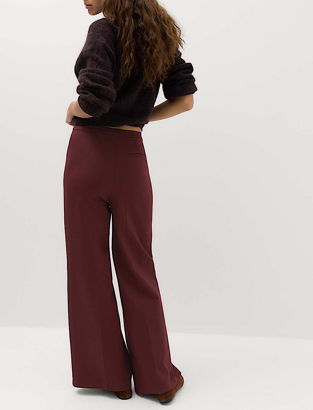 Jersey Wide Leg Trousers with Stretch