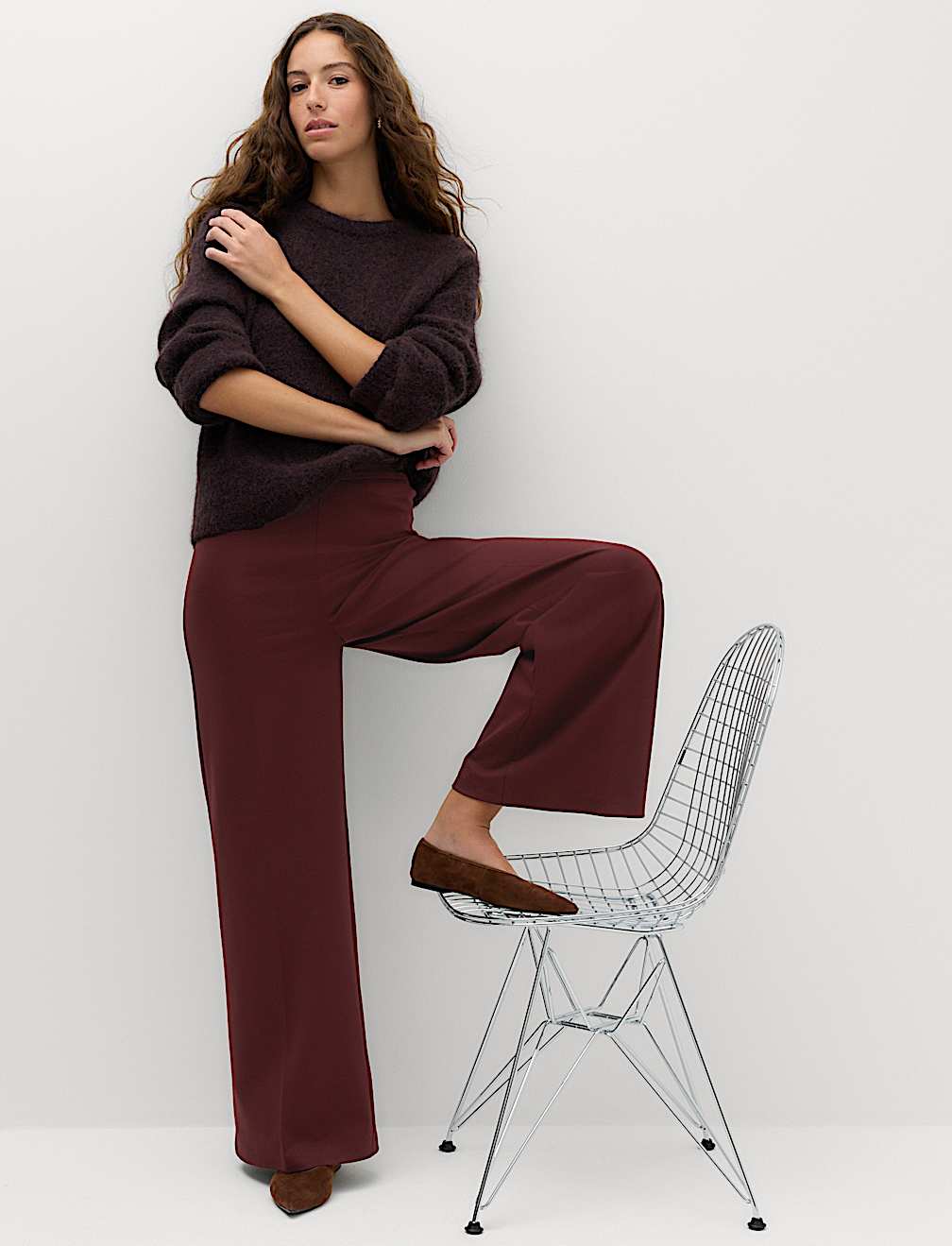 Jersey Wide Leg Trousers with Stretch