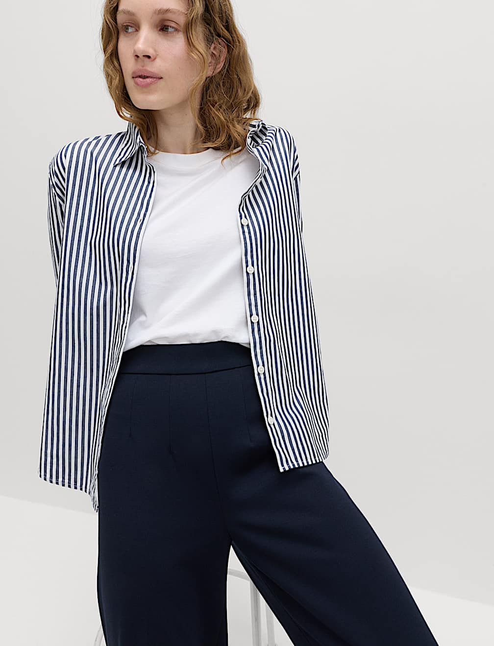 Jersey Wide Leg Trousers with Stretch