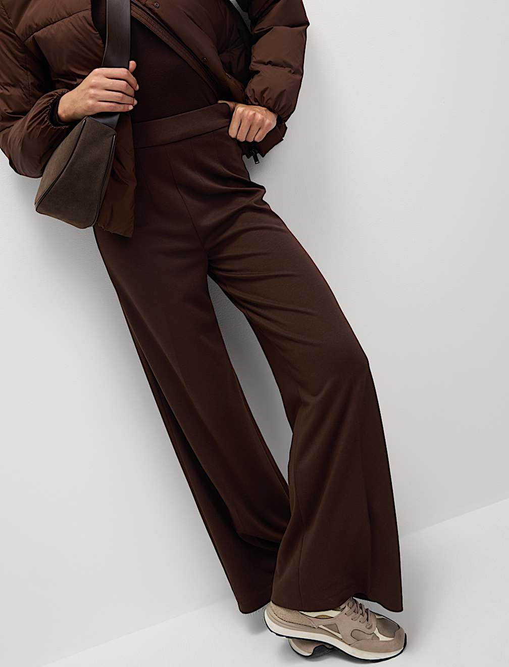Jersey Wide Leg Trousers with Stretch