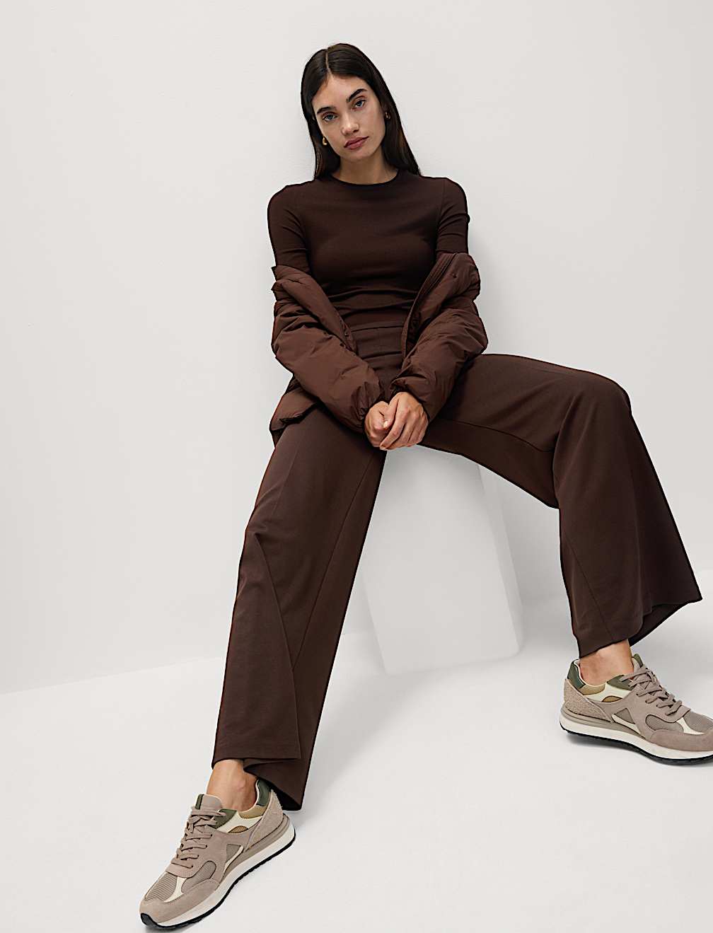 Jersey Wide Leg Trousers with Stretch