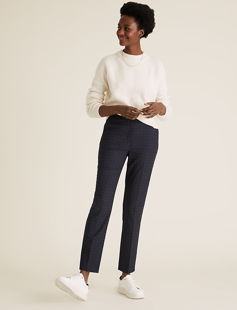 Mia Slim Pindot Ankle Grazer Trousers