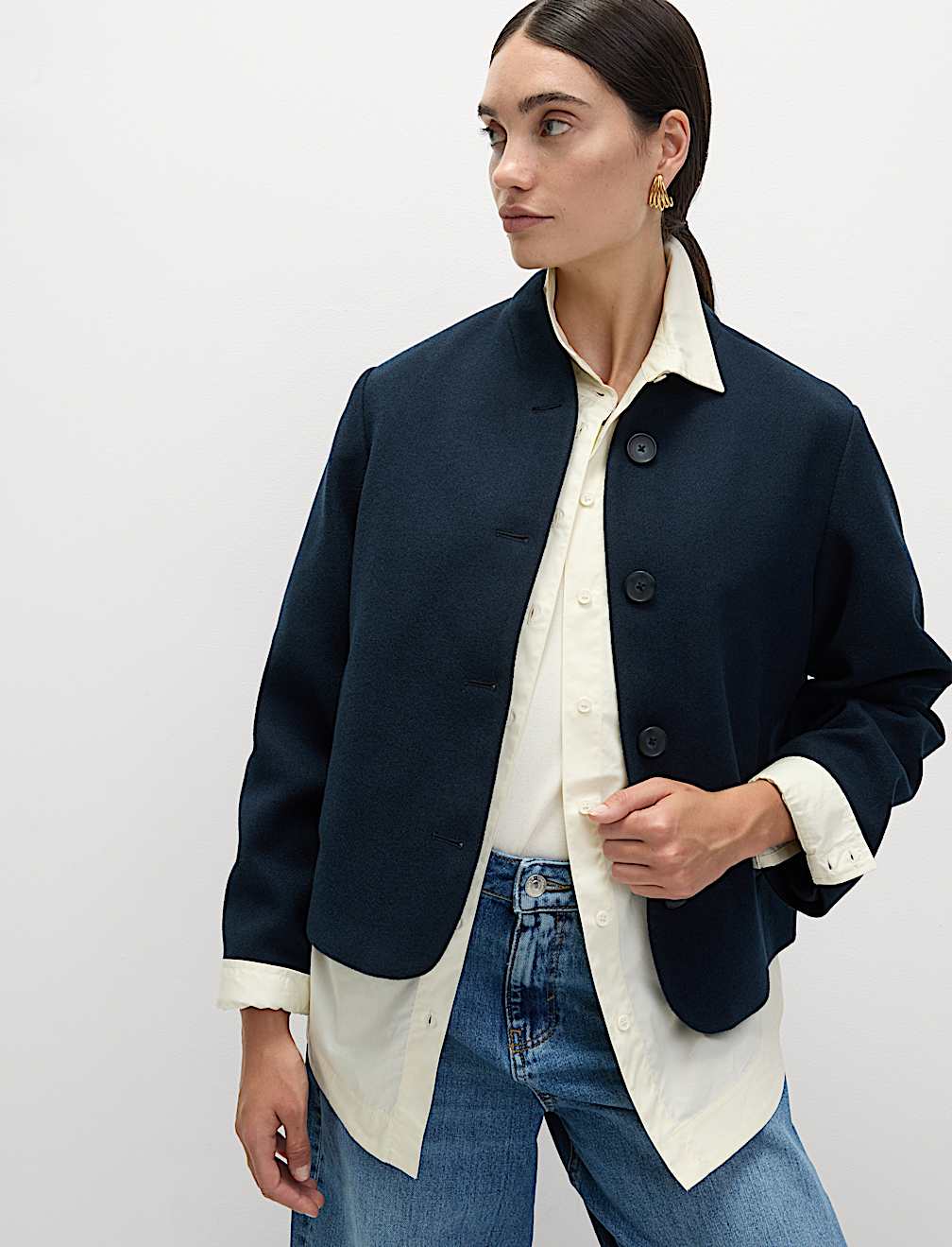 Collarless Short Jacket