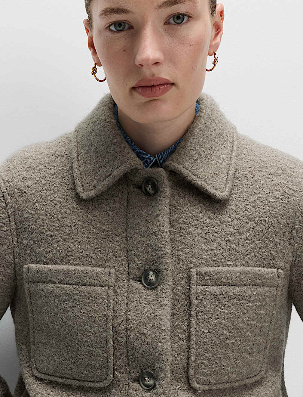 Textured Collared Bomber Jacket