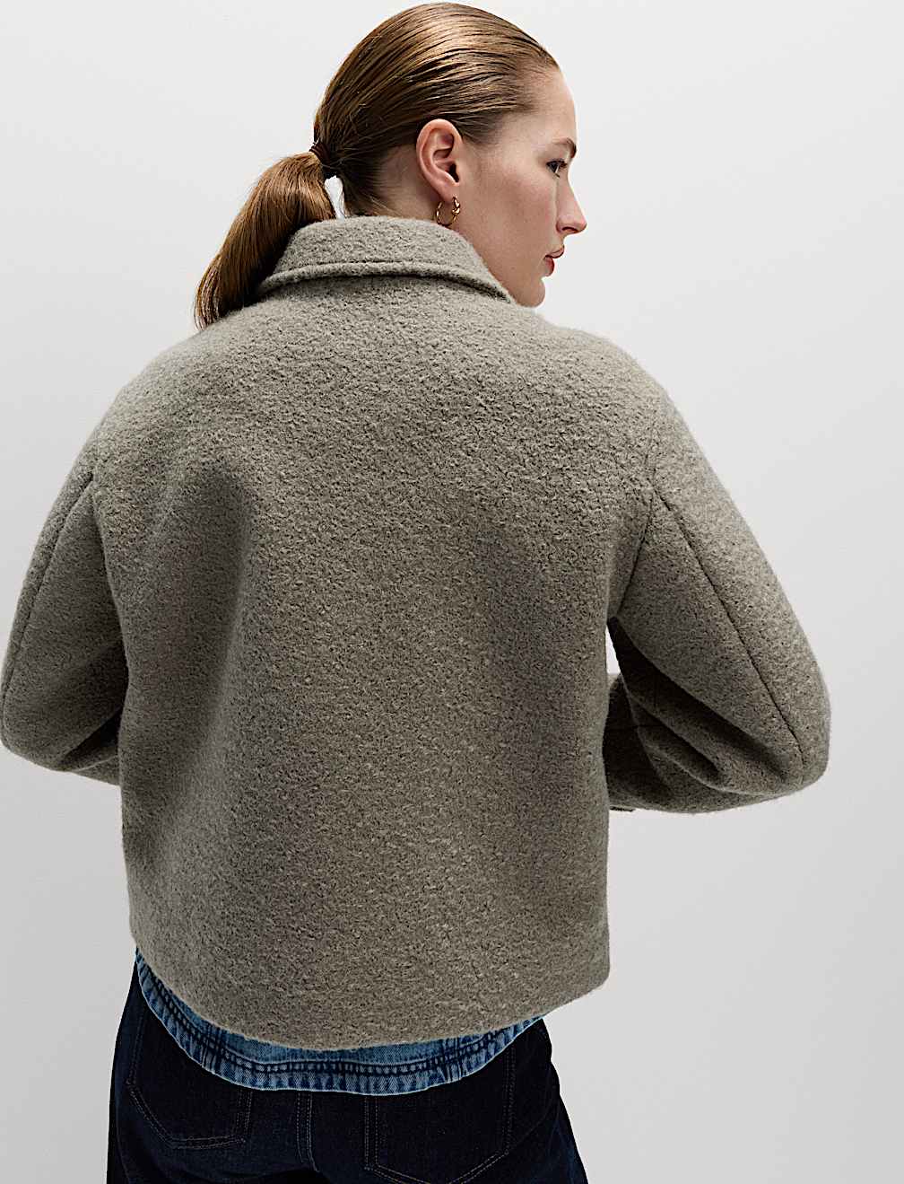 Textured Collared Bomber Jacket