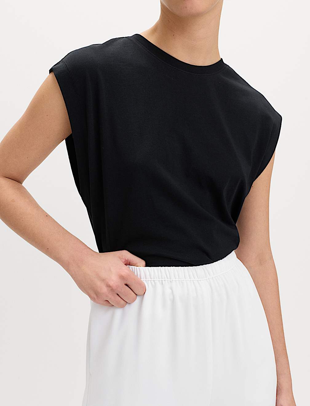 Crepe Elasticated Waist Wide Leg Trousers