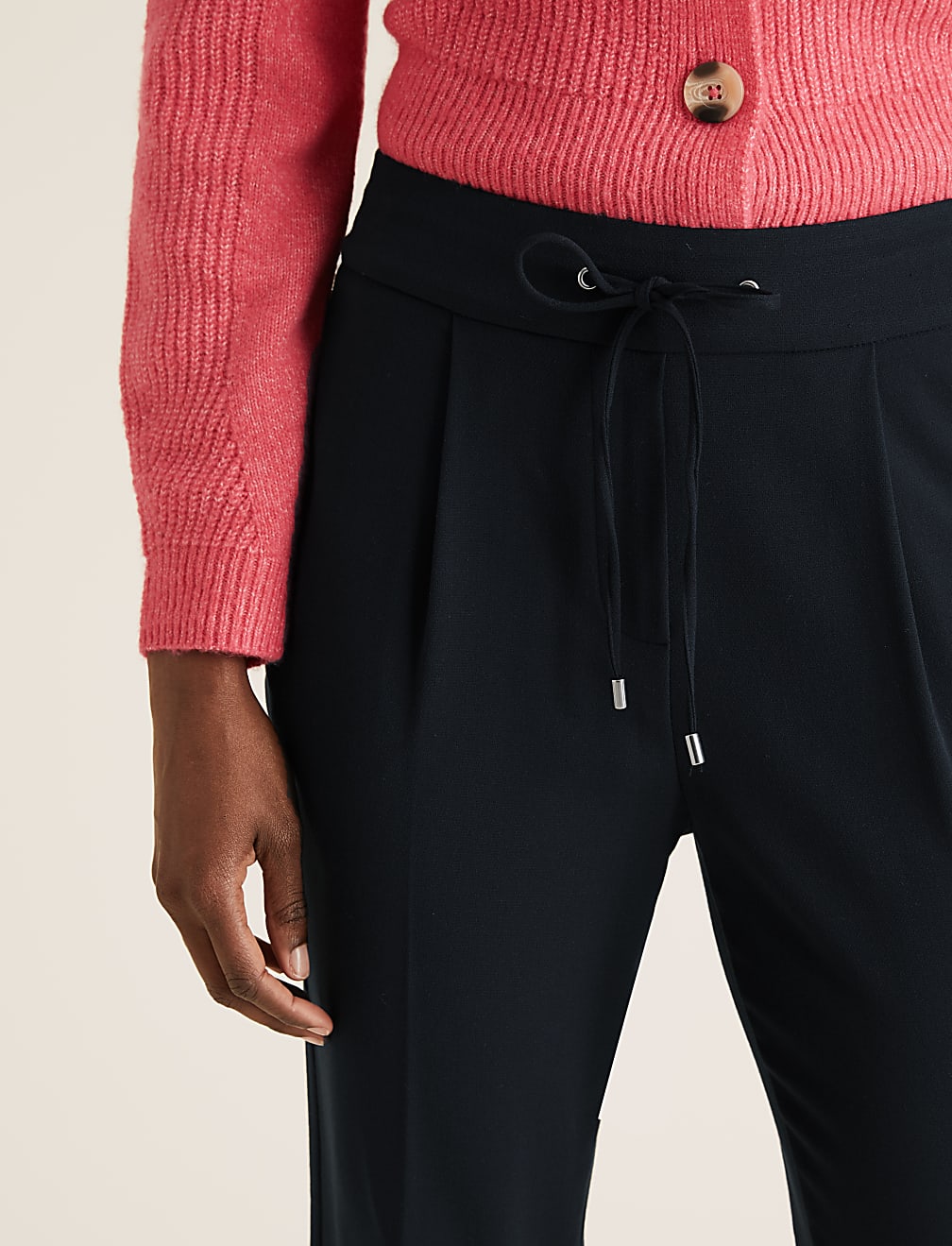 Drawstring Tapered Ankle Grazer Trousers