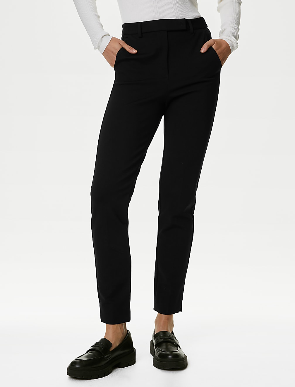 Buy Jersey Slim Fit Ankle Grazer Trousers at Marks Spencer