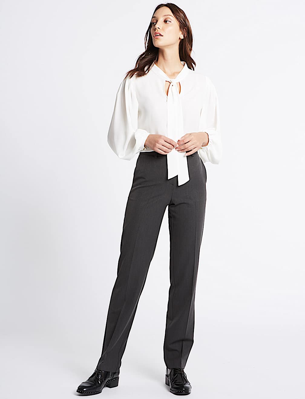 Embossed Straight Leg Trousers