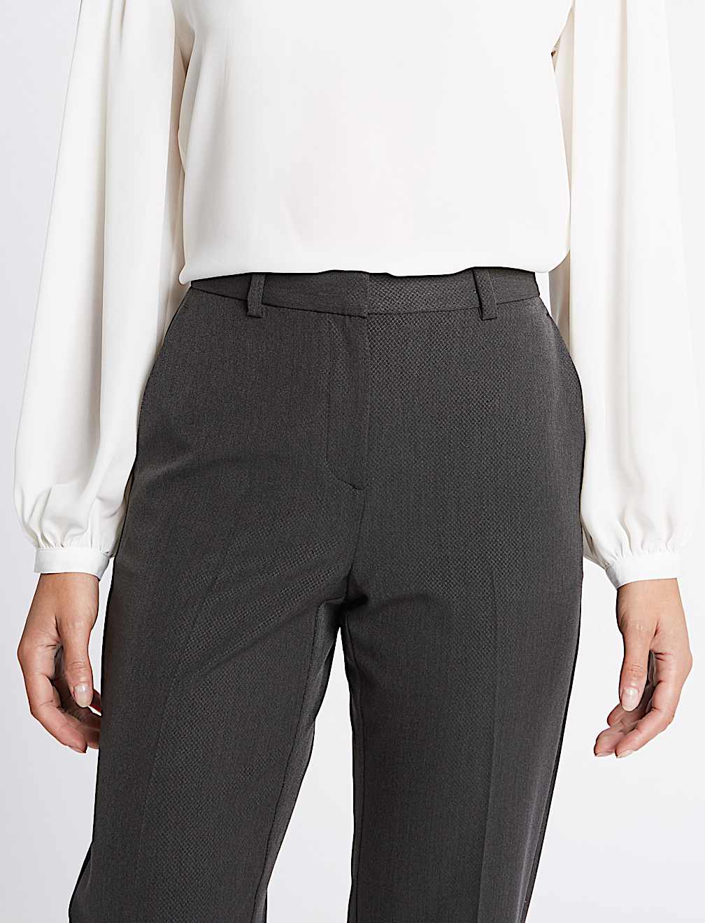 Embossed Straight Leg Trousers