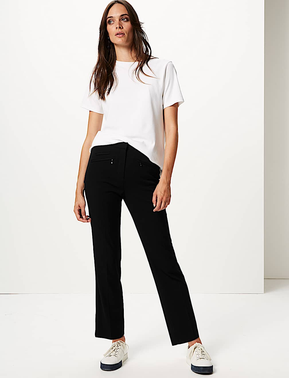 Zipped Pocket Straight Leg Trousers