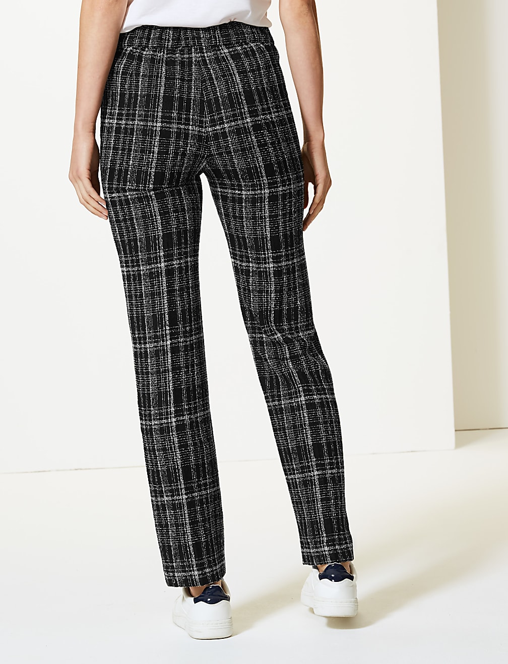 Checked Straight Leg Trousers