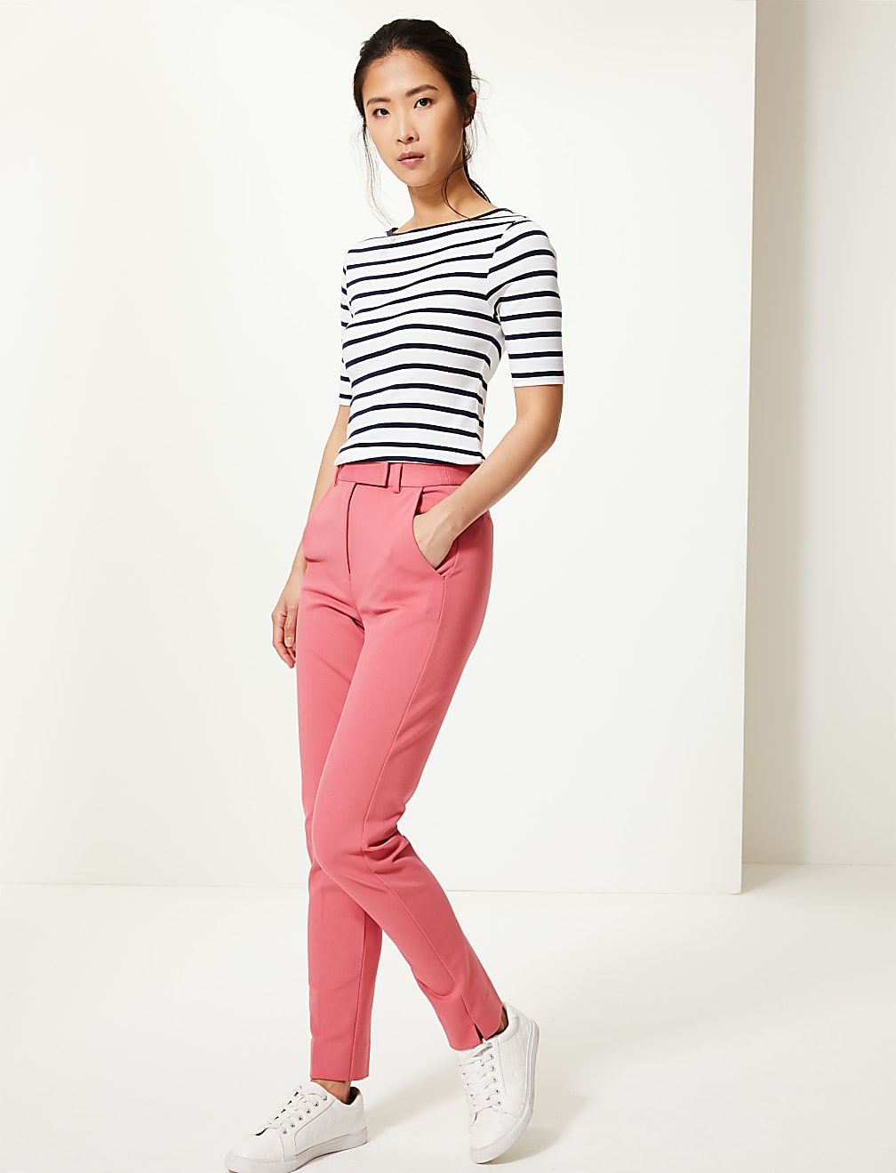 Mia Ponte Slim Ankle Grazer Trousers