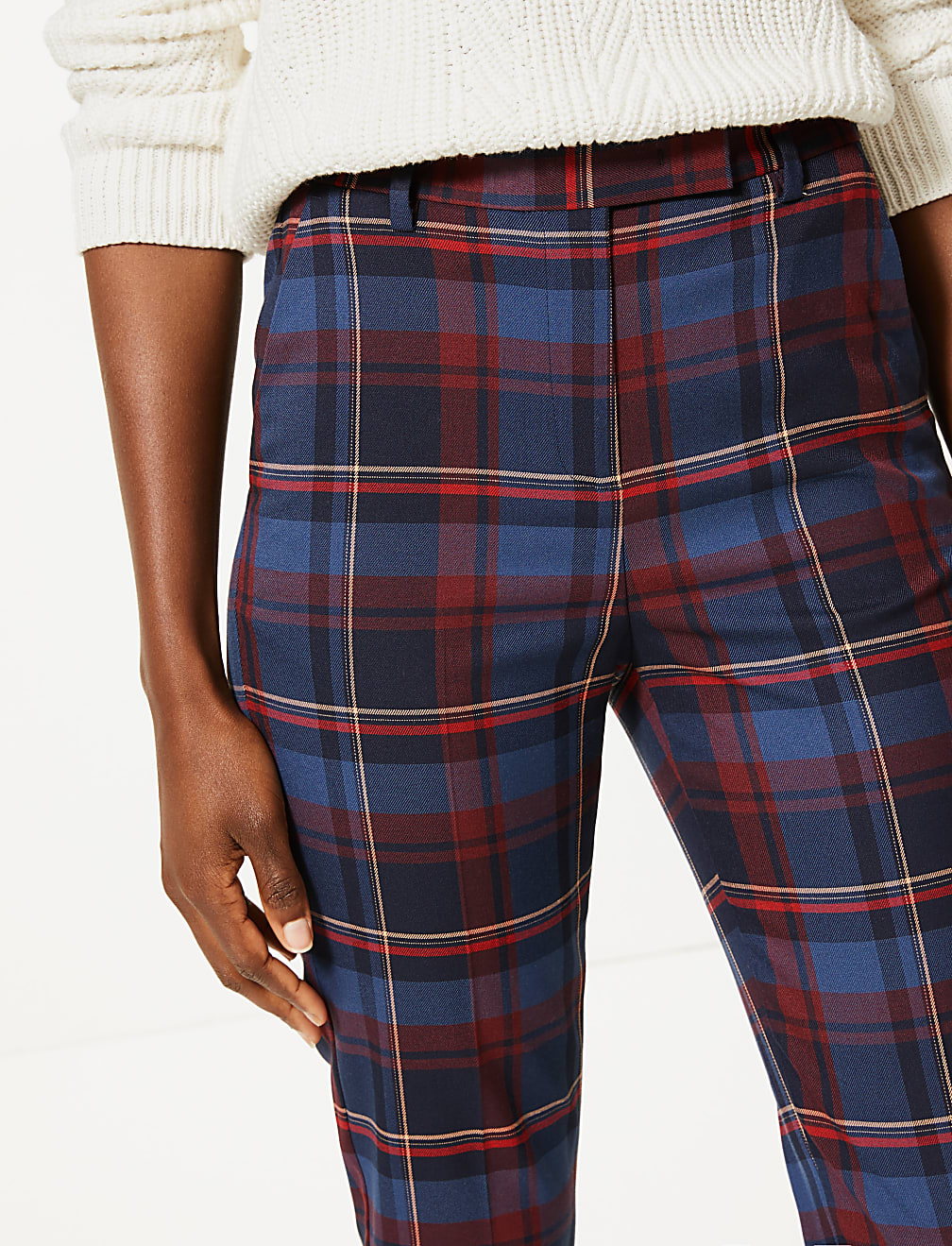 Mia Check Slim Ankle Grazer Trousers