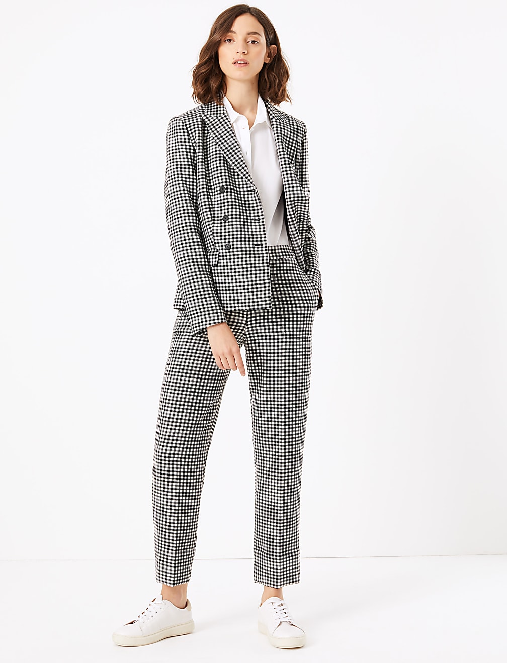 Evie Checked Straight 7/8th Trousers