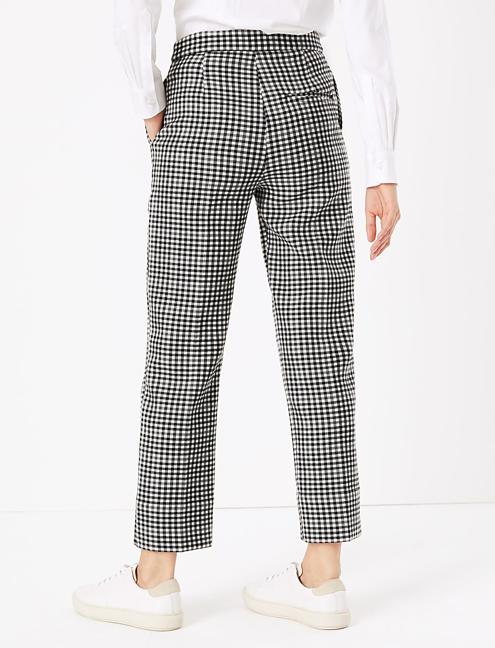 Evie Checked Straight 7/8th Trousers