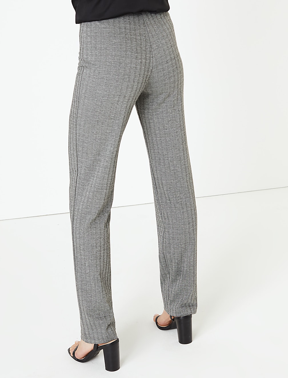 Jersey Herringbone Straight Leg Trouser