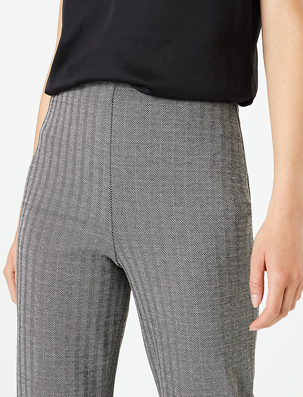 Jersey Herringbone Straight Leg Trouser