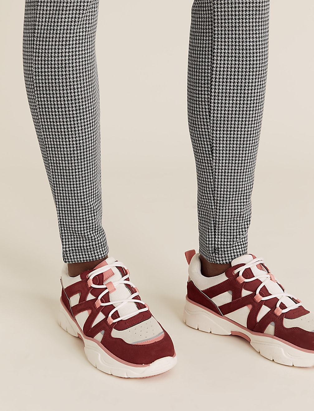 Jersey Checked Skinny Ankle Grazer Trousers