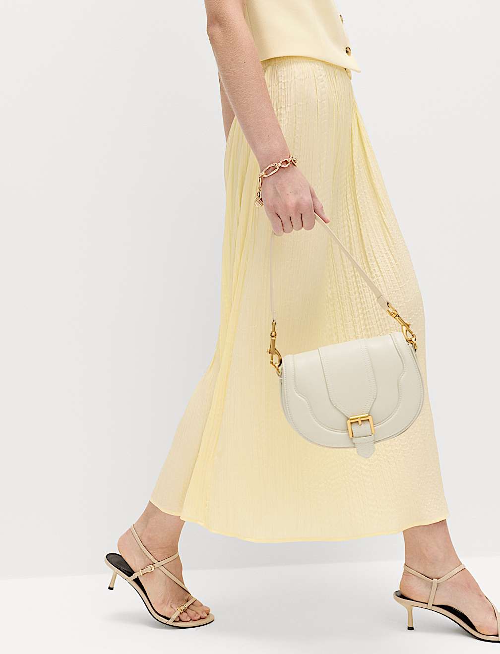 Textured Pleated Midaxi Skirt