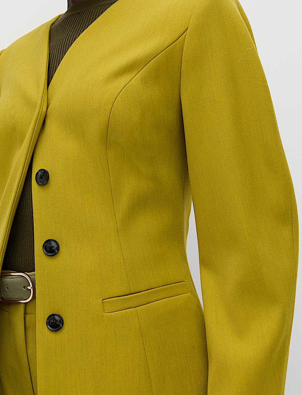 Sculpted Waisted Collarless Tailored Jacket