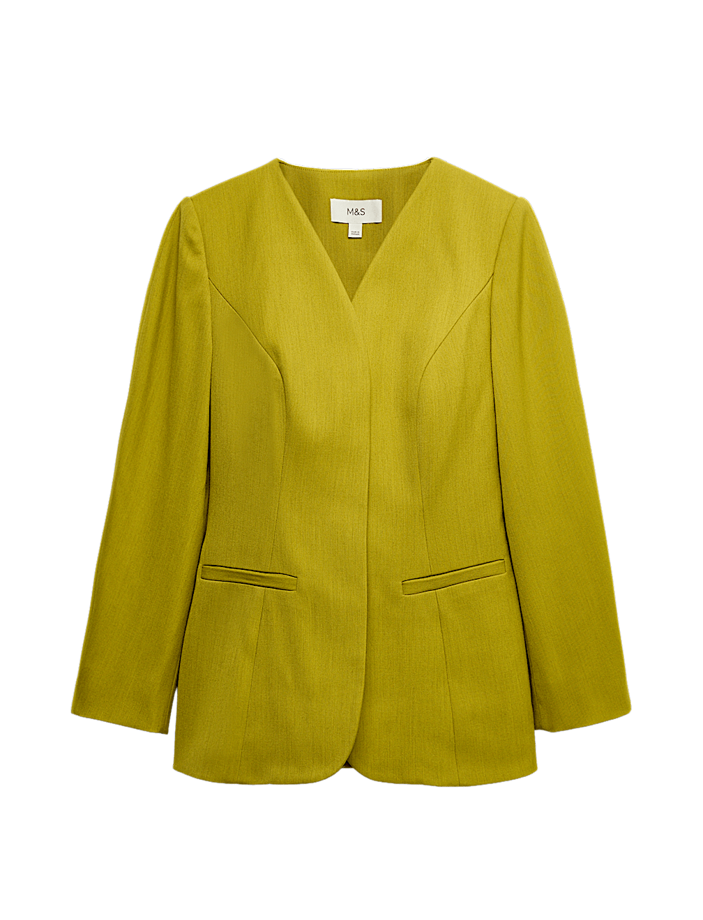 Sculpted Waisted Collarless Tailored Jacket