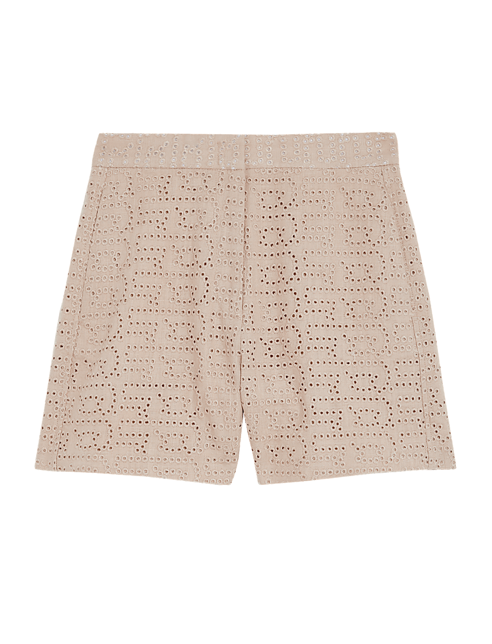 Linen Blend Broderie High Waisted Shorts