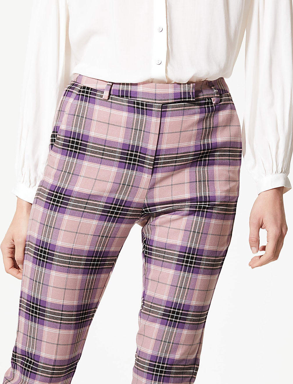 Mia Slim Checked Ankle Grazer Trousers