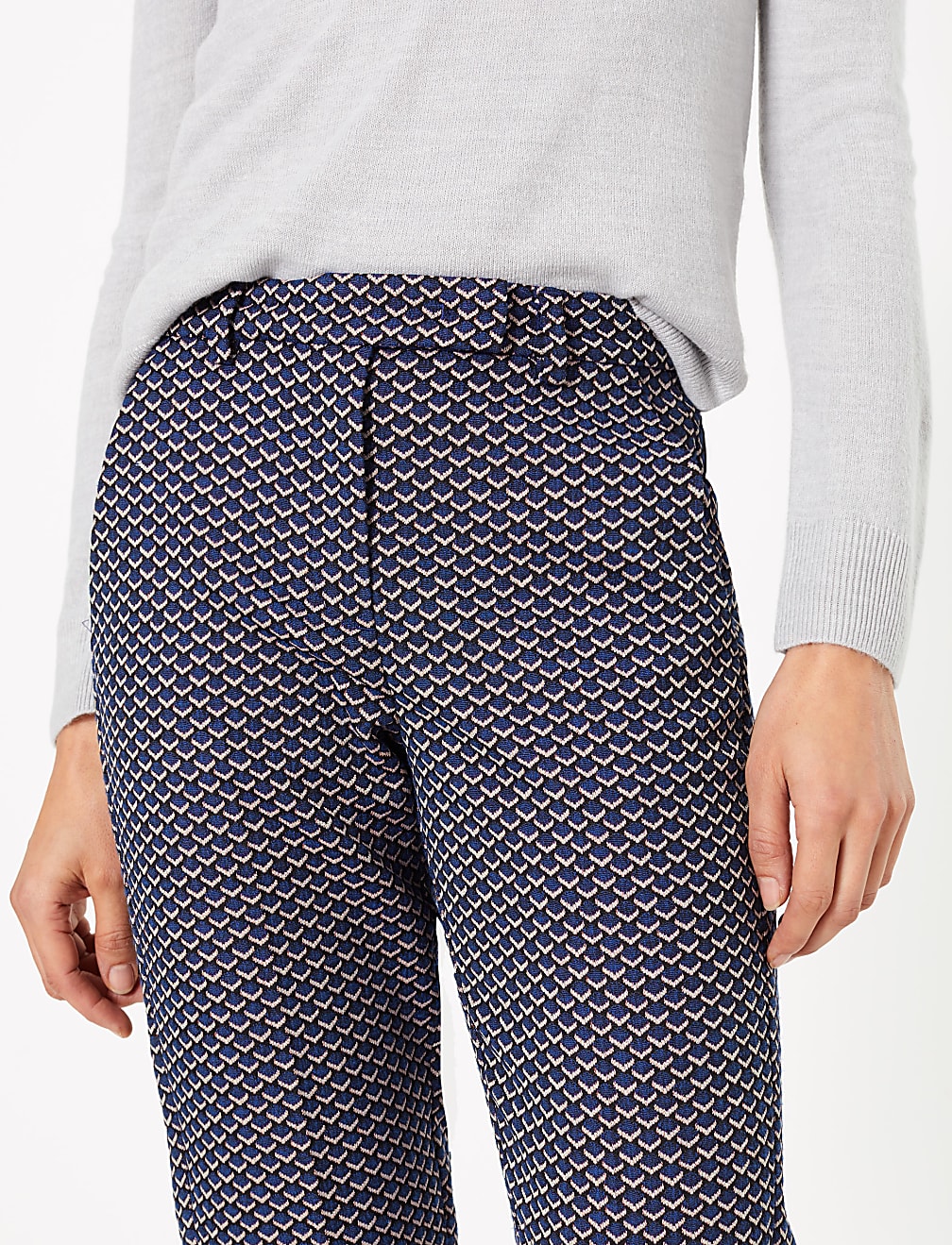 Mia Jacquard Slim Ankle Grazer Trousers