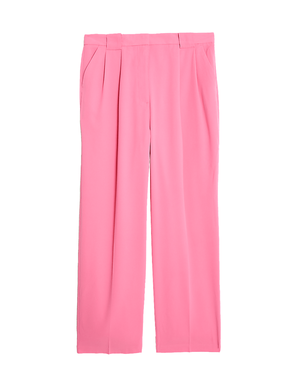 Crepe Pleat Front Straight Leg Trousers