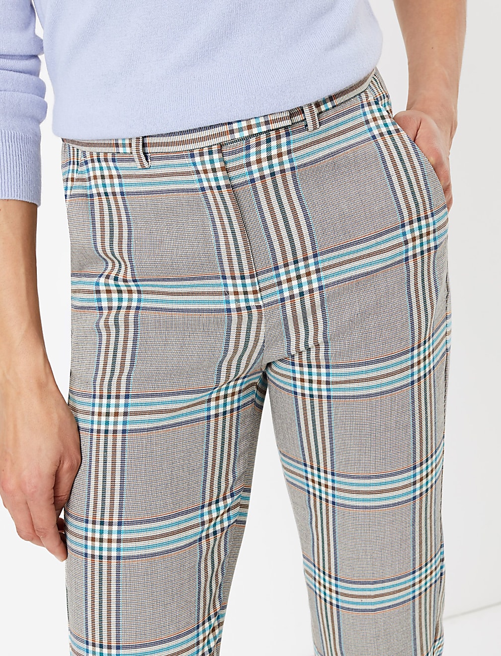 Mia Checked Slim Ankle Grazer Trousers