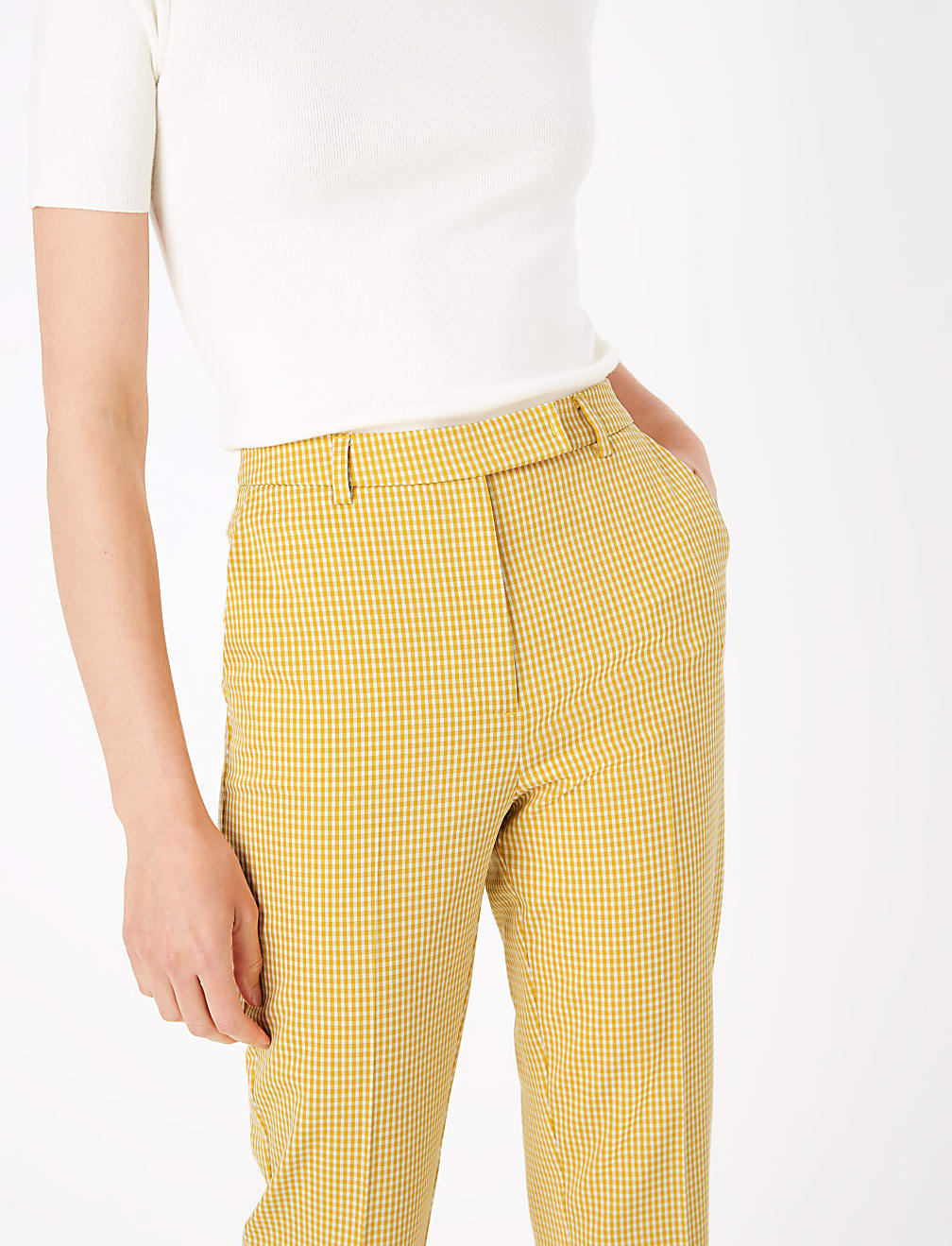 Mia Slim Checked Ankle Grazer Trousers