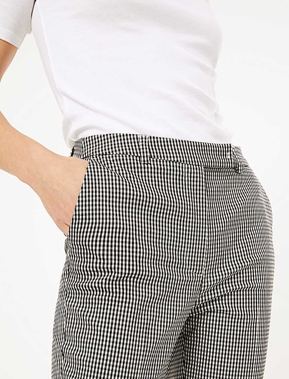 Mia Slim Checked Ankle Grazer Trousers