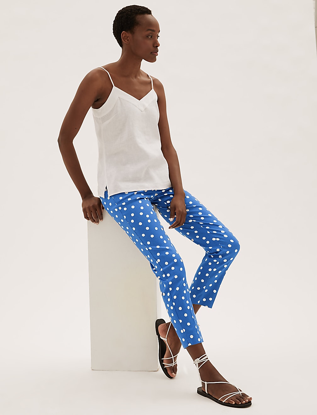 Mia Slim Cotton Polka Dot 7/8 Trouser