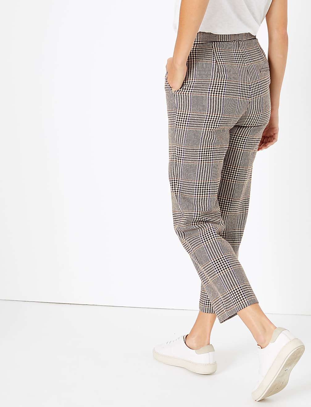 Evie Checked Straight Leg 7/8th Trousers
