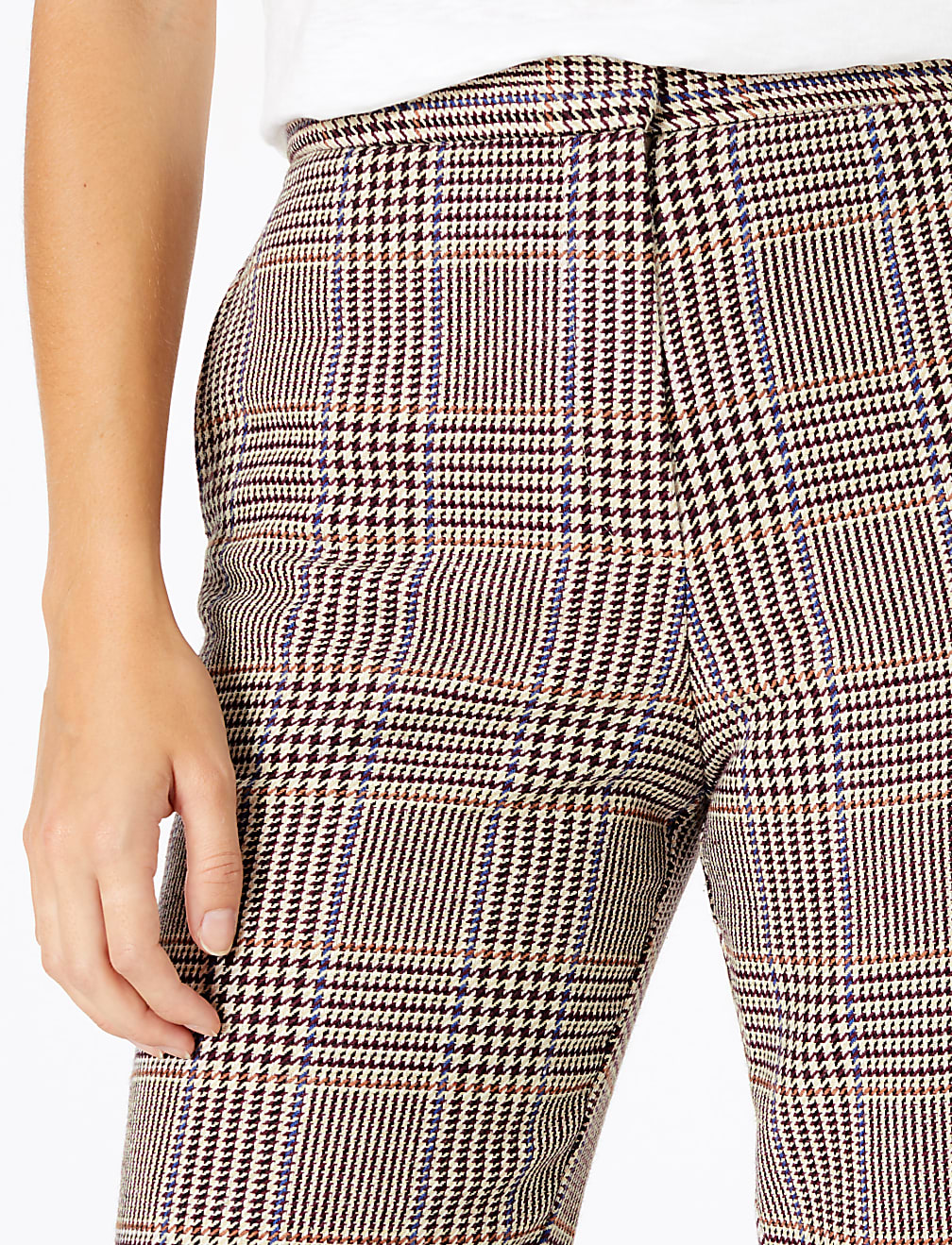 Evie Checked Straight Leg 7/8th Trousers