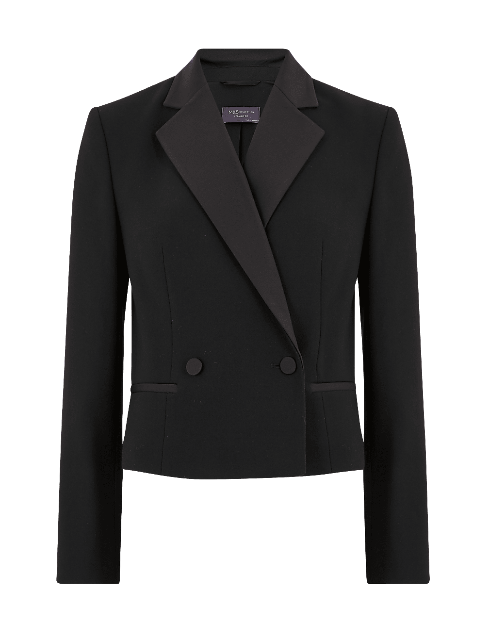 Double Breasted Cropped Tuxedo Jacket