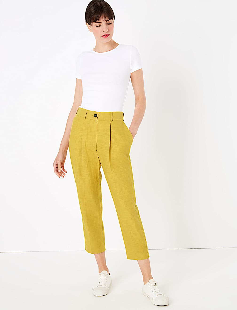 Linen Rich Tapered 7/8 Trousers