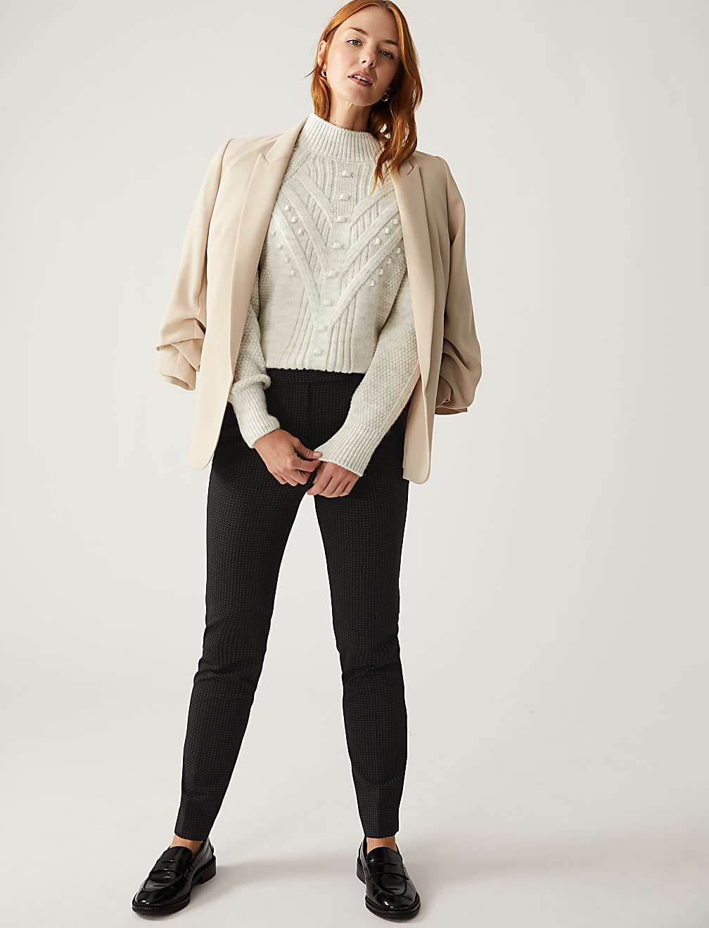 Pin Dot Slim Fit Ankle Grazer Trousers